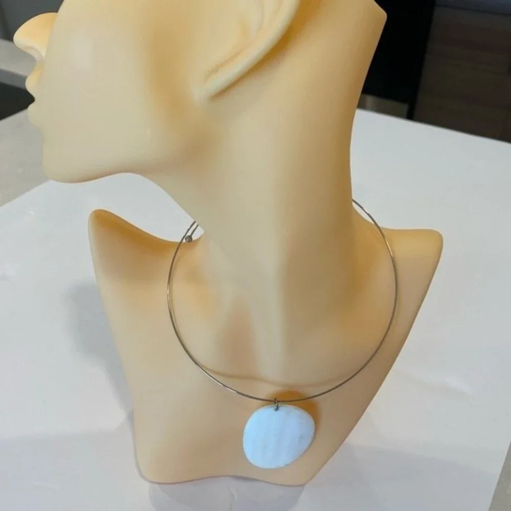 Genuine Mother of Pearl Silver Choker With Comfortable 17.5” Circumference.
